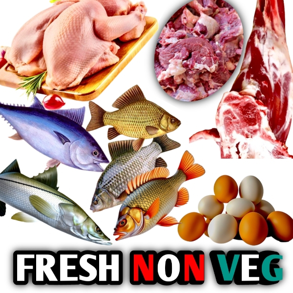 FRESH NON VEG Raw eggs, mutton, chicken,